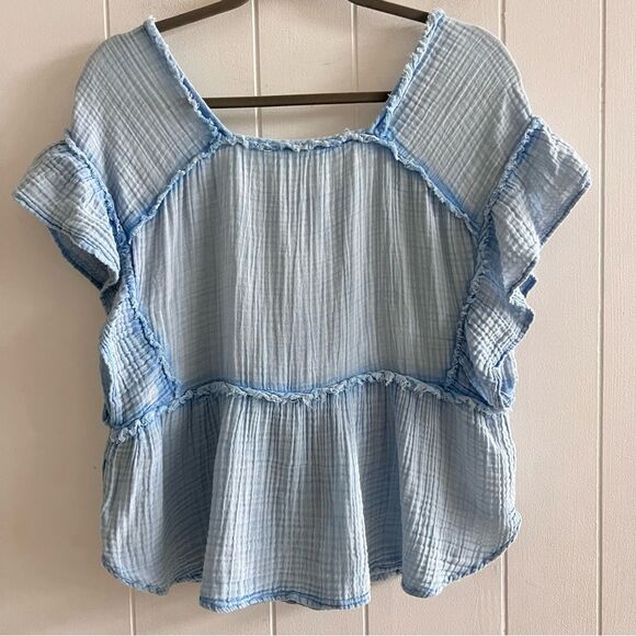 Anthropologie Daily Practice by Anthropologie Gauzy Ruffled Top - Picture 3 of 10